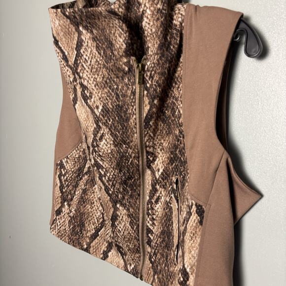 K-Dash By Kardashian Women’s Snakeskin Zip Up Top Python Exotic Print Large - Picture 3 of 9